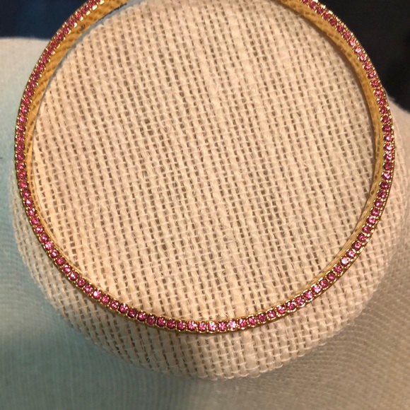 kate spade Jewelry - 🎉HP🎉 Kate Spade Hot Pink/Gold Rhinestone Enamel Bangle Bracelet NWT